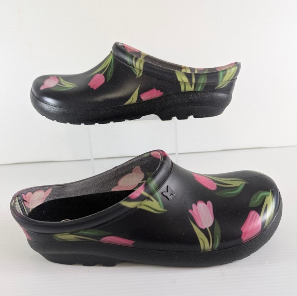 Women’s Size 8 Sloggers Waterproof Garden Clogs – Tulip Floral Print